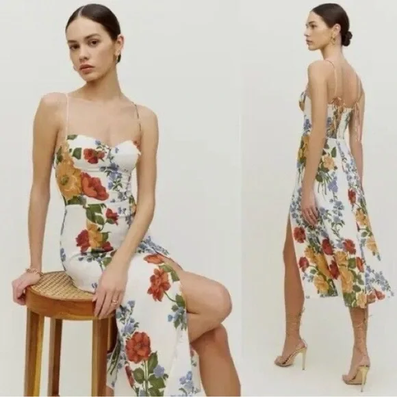 Reformation Juliette Formosa Floral Print Midi Dress Size 4 - Picture 9 of 16